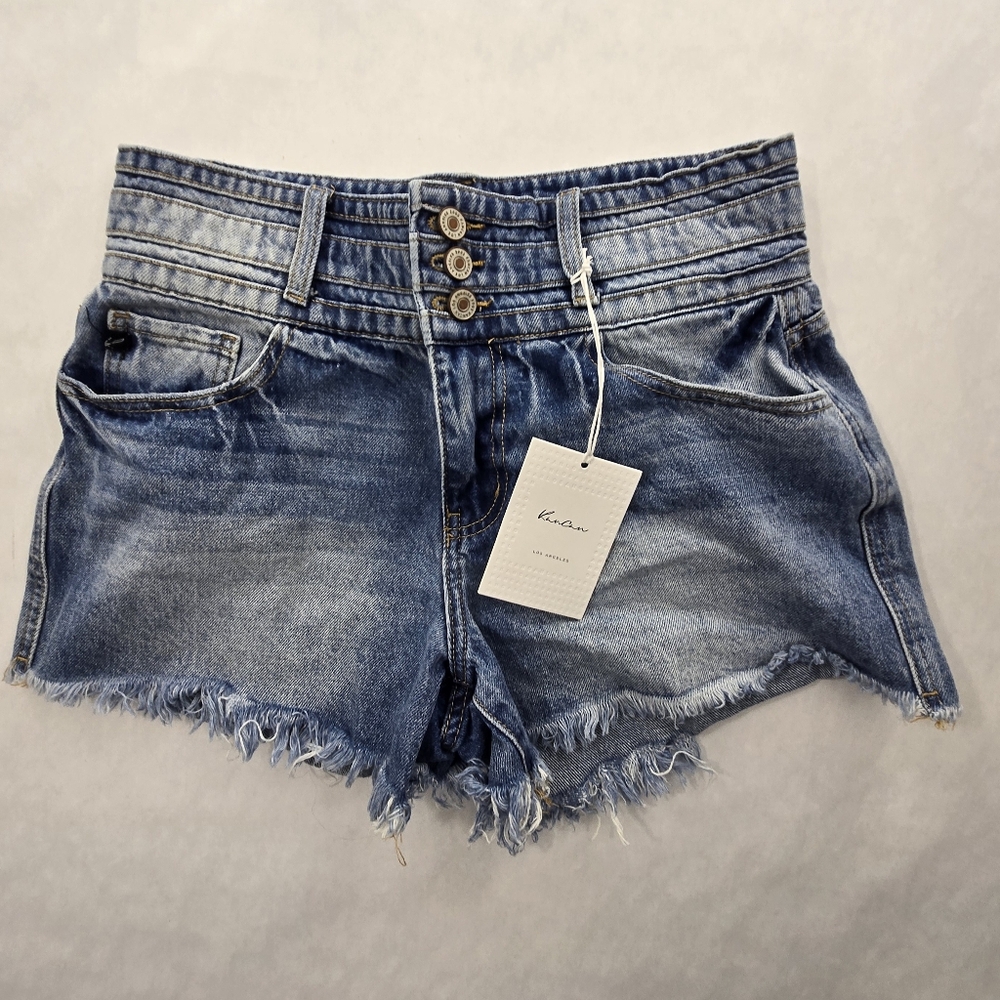 KUT from the Kloth Blue High-Rise Denim Cutoff Shorts